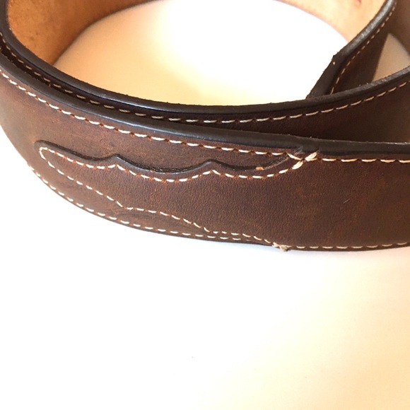 OVERLAND Silver Creek Classics Brown Leather Western Belt 34 - Picture 4 of 9